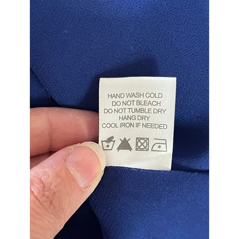 ✨ L'Academie The Wrap Blouse in Navy Blue | Satin Luxe Sz S | Revolve✨ - Picture 8 of 8